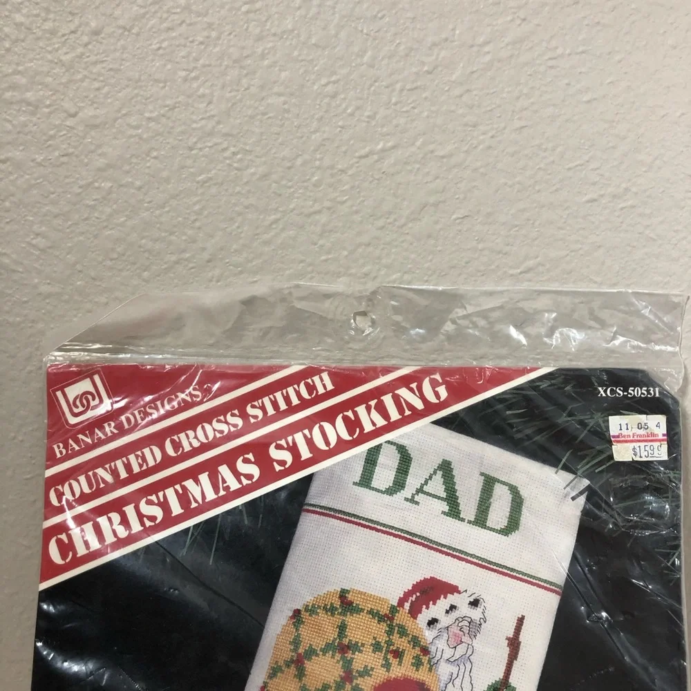 VTG Banar‎ Designs Cross Stitch Kit Christmas Santa Claus Stocking  DAD